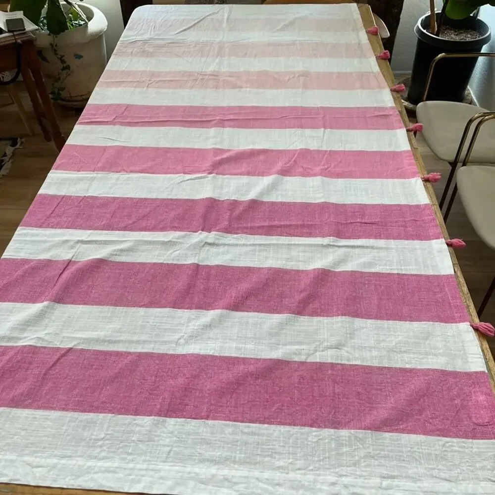 2 GAP Home Organic Cotton Pink Ombre Striped Window Curtain Panels 48x95